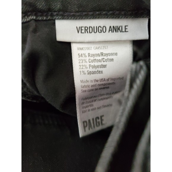 Paige womens size 24 black wash denim mid rise skinny verdugo ankle jeans - Picture 5 of 5